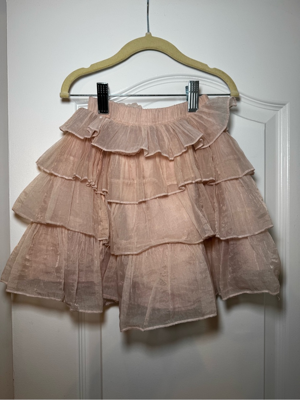 H&M Girl's Dusty Pink Layered Ruffle Tutu Skirt, Size 5T/6
